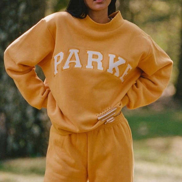 Parke Sweaters - PARKE Varsity Mockneck Sweatshirt Apricot L/XL Oversized Unisex